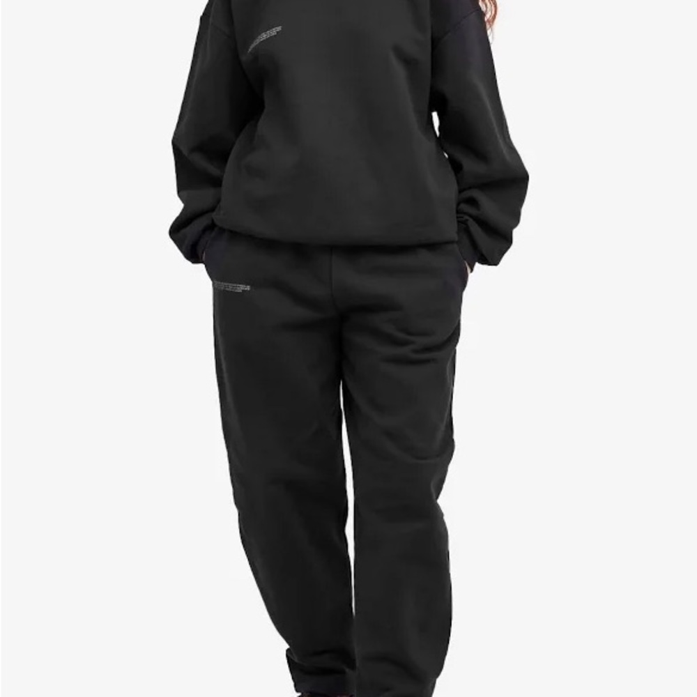 Pangaia Black Crew Neck sweatshirt and sweatpant set